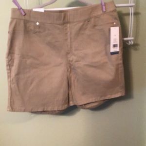 Tan pull on shorts, new, size 16